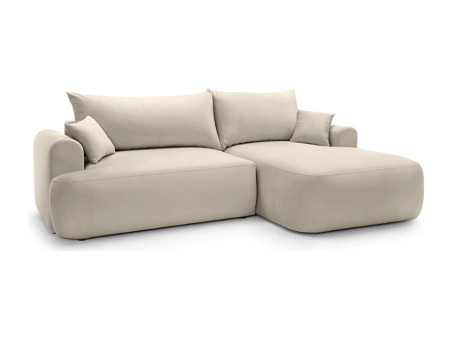 Canapé d'angle réversible - en velours beige clair- côté droit - OVO L