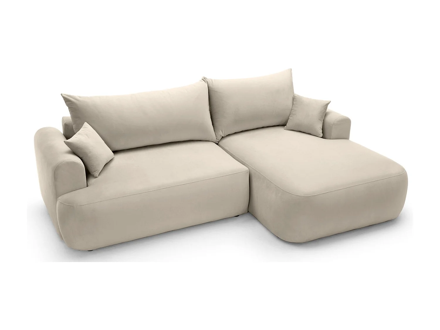 Canapé d'angle réversible - en velours beige clair- côté droit - OVO L