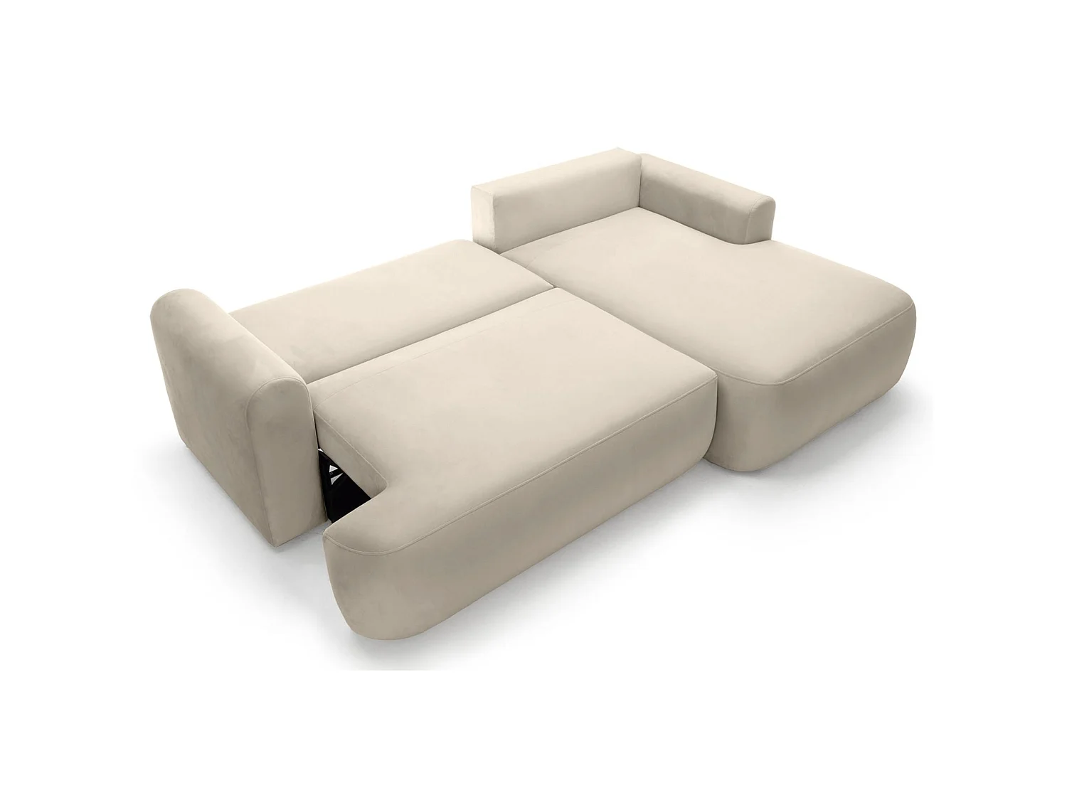 Canapé d'angle réversible - en velours beige clair- côté droit - OVO L