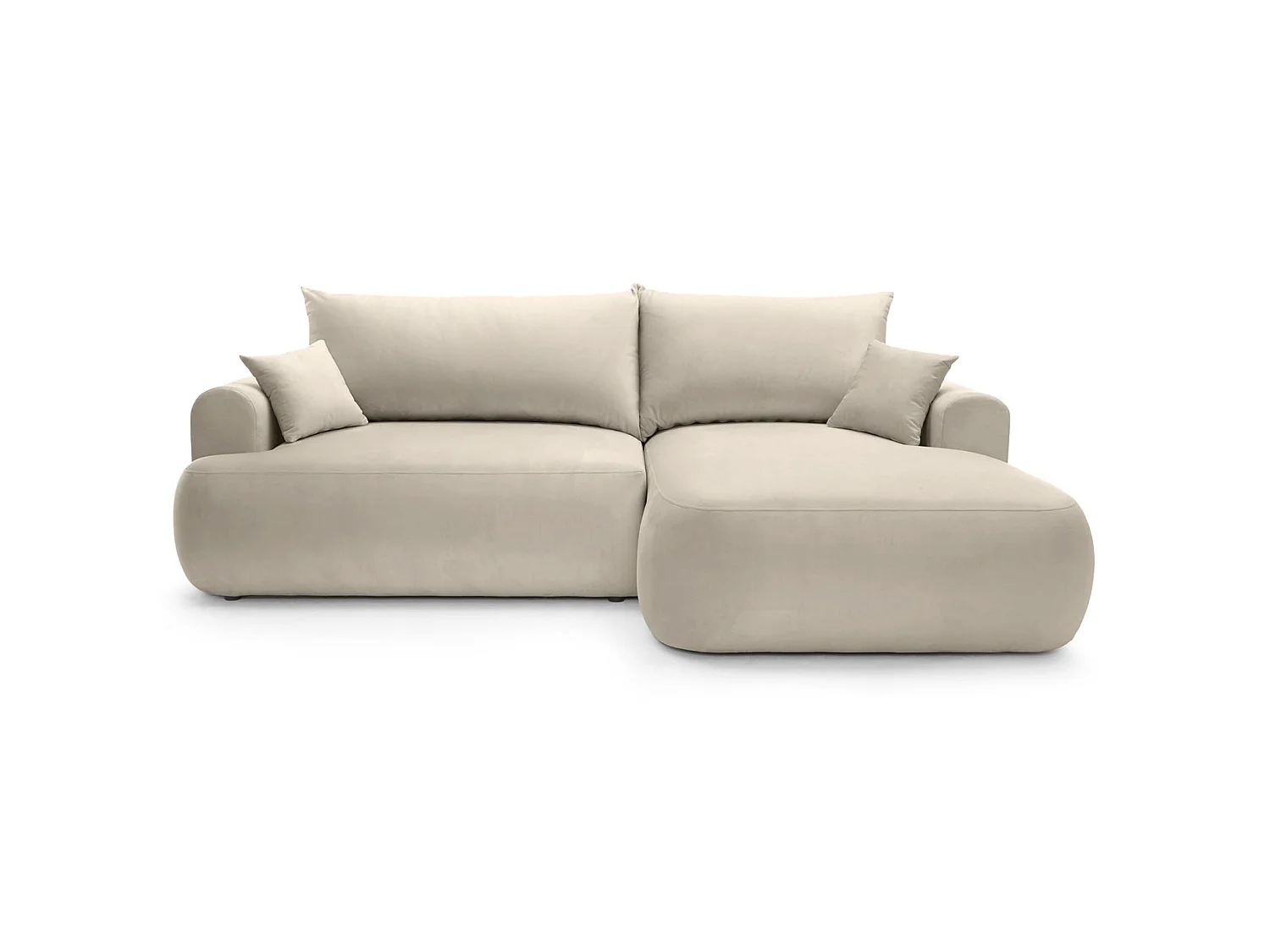 Canapé d'angle réversible - en velours beige clair- côté droit - OVO L