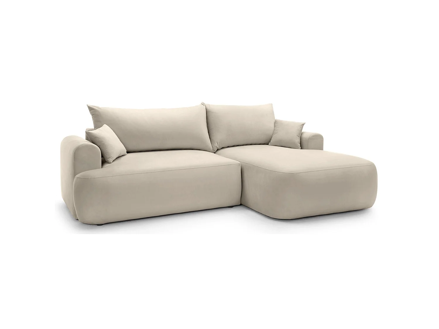 Canapé d'angle réversible - en velours beige clair- côté droit - OVO L