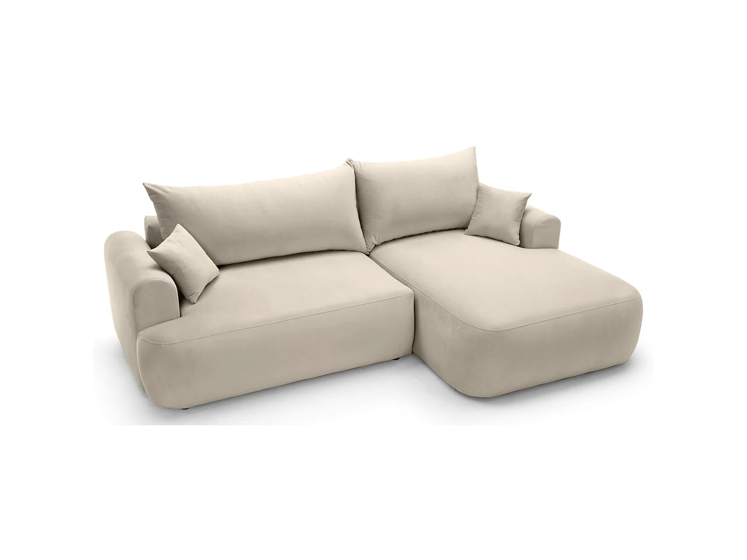 Canapé d'angle réversible - en velours beige clair- côté droit - OVO L