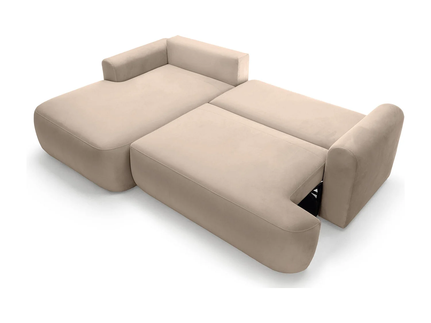 Canapé d'angle réversible - en velours beige- côté gauche - OVO L