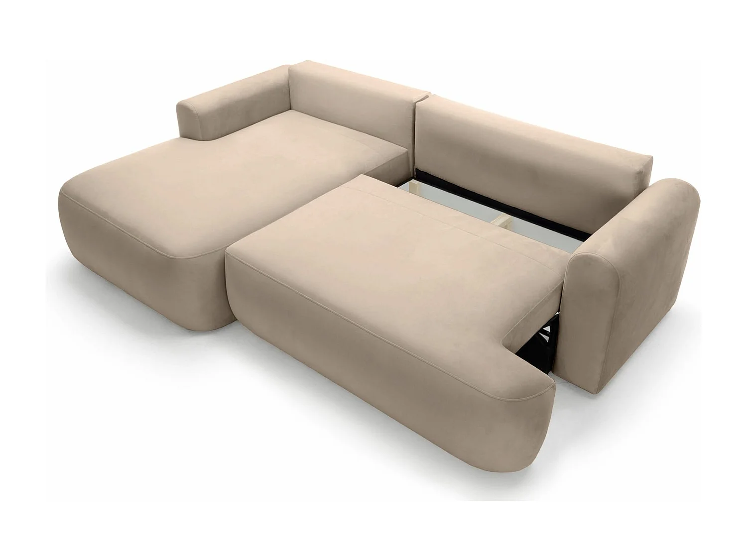 Omkeerbare hoekbank - in beige fluweel - linkerzijde - OVO L