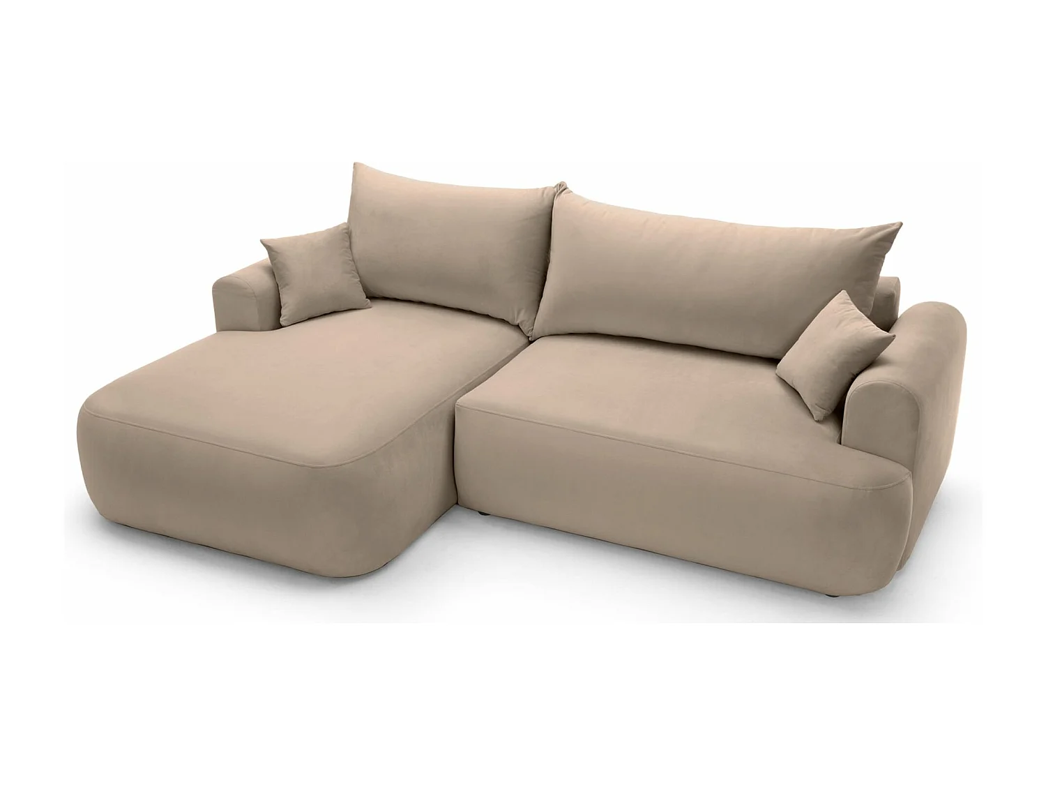 Omkeerbare hoekbank - in beige fluweel - linkerzijde - OVO L