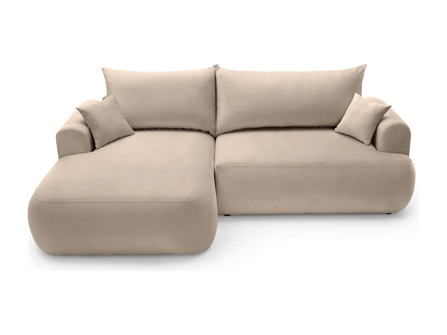 Canapé d'angle réversible - en velours beige- côté gauche - OVO L