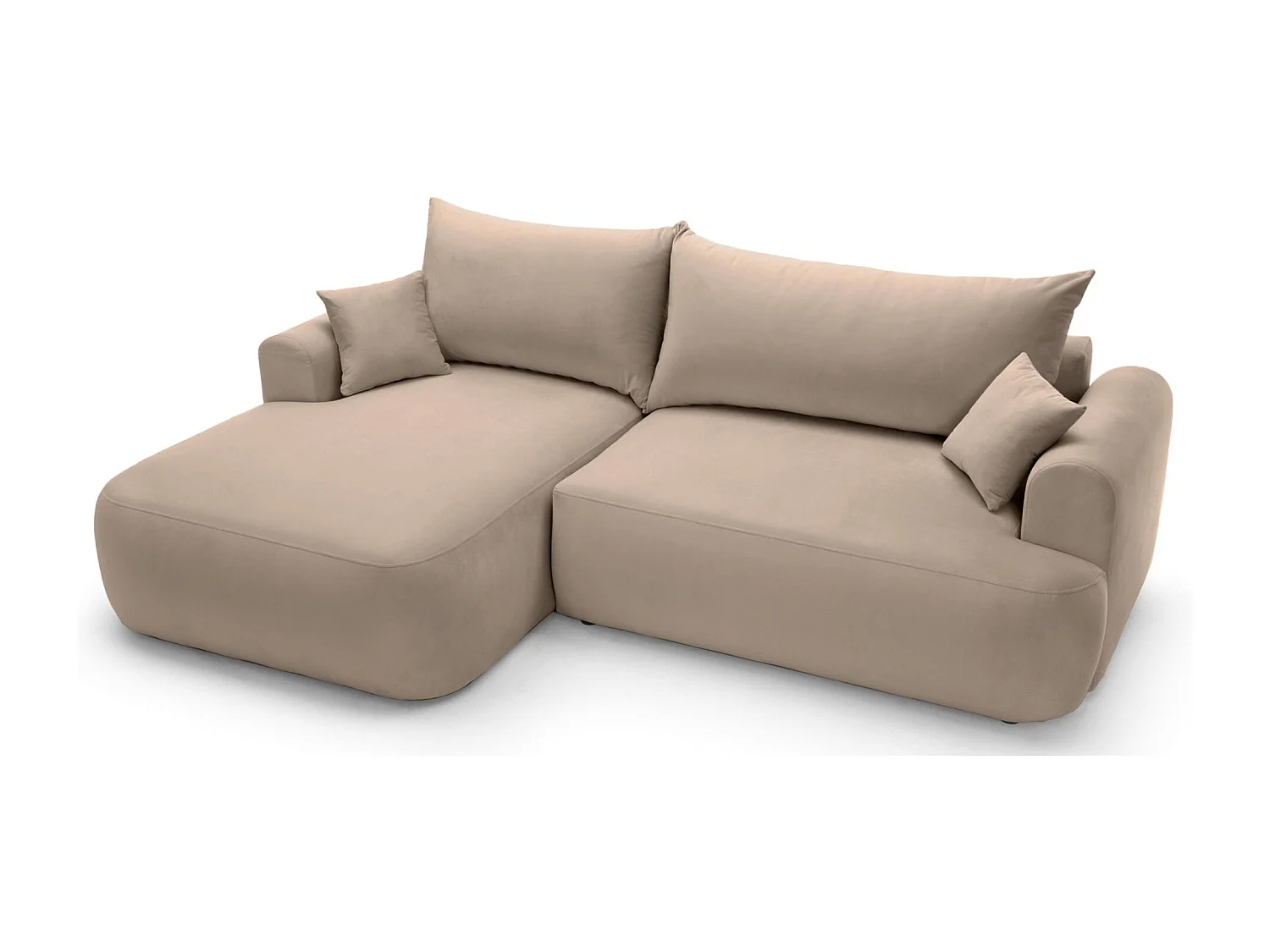 Canapé d'angle réversible - en velours beige- côté gauche - OVO L