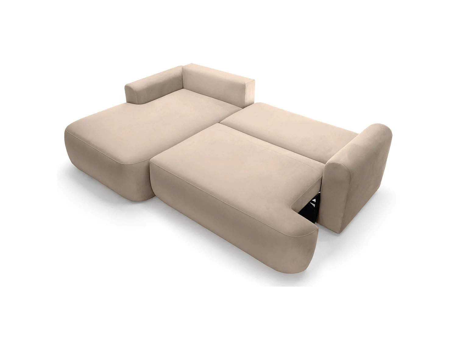 Omkeerbare hoekbank - in beige fluweel - linkerzijde - OVO L