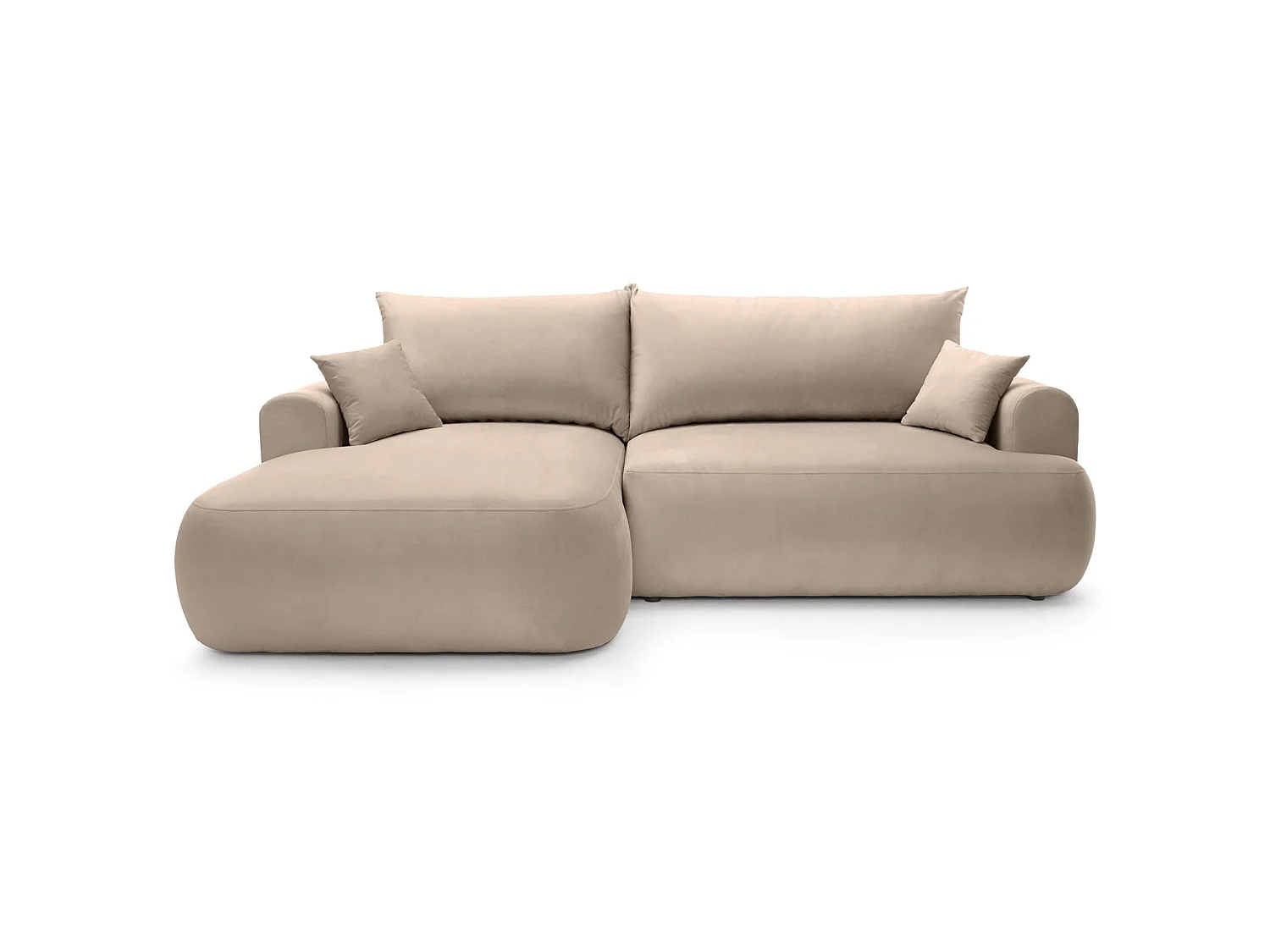 Omkeerbare hoekbank - in beige fluweel - linkerzijde - OVO L