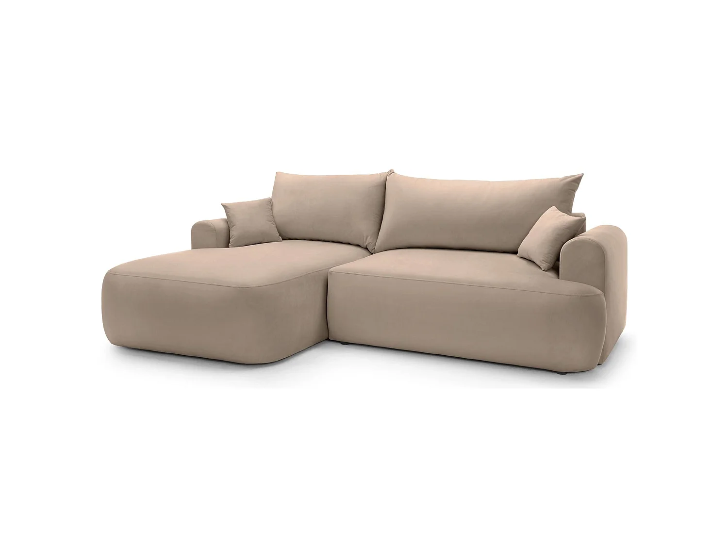 Omkeerbare hoekbank - in beige fluweel - linkerzijde - OVO L