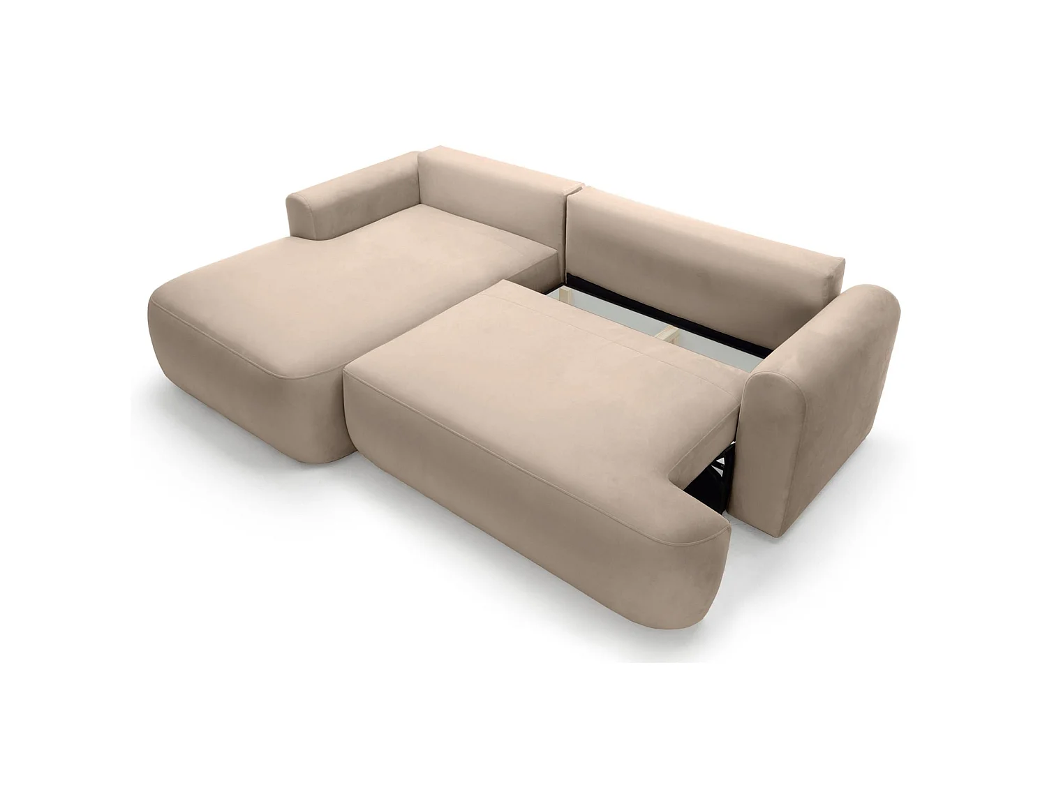 Omkeerbare hoekbank - in beige fluweel - linkerzijde - OVO L