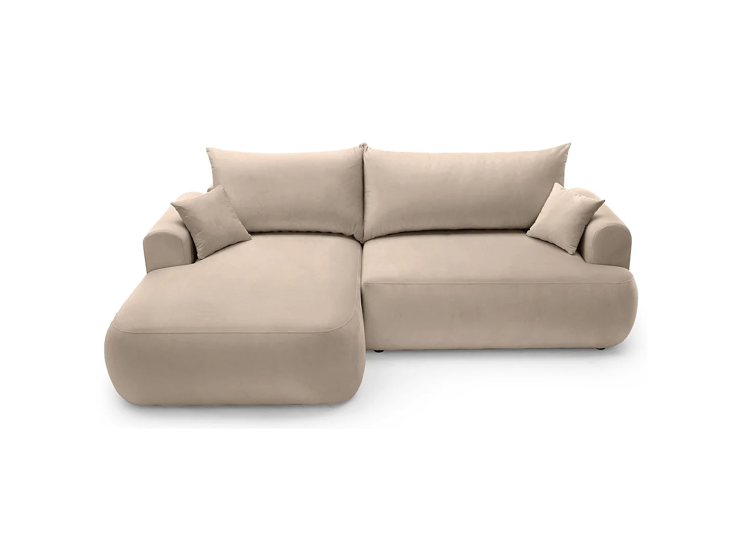 Omkeerbare hoekbank - in beige fluweel - linkerzijde - OVO L