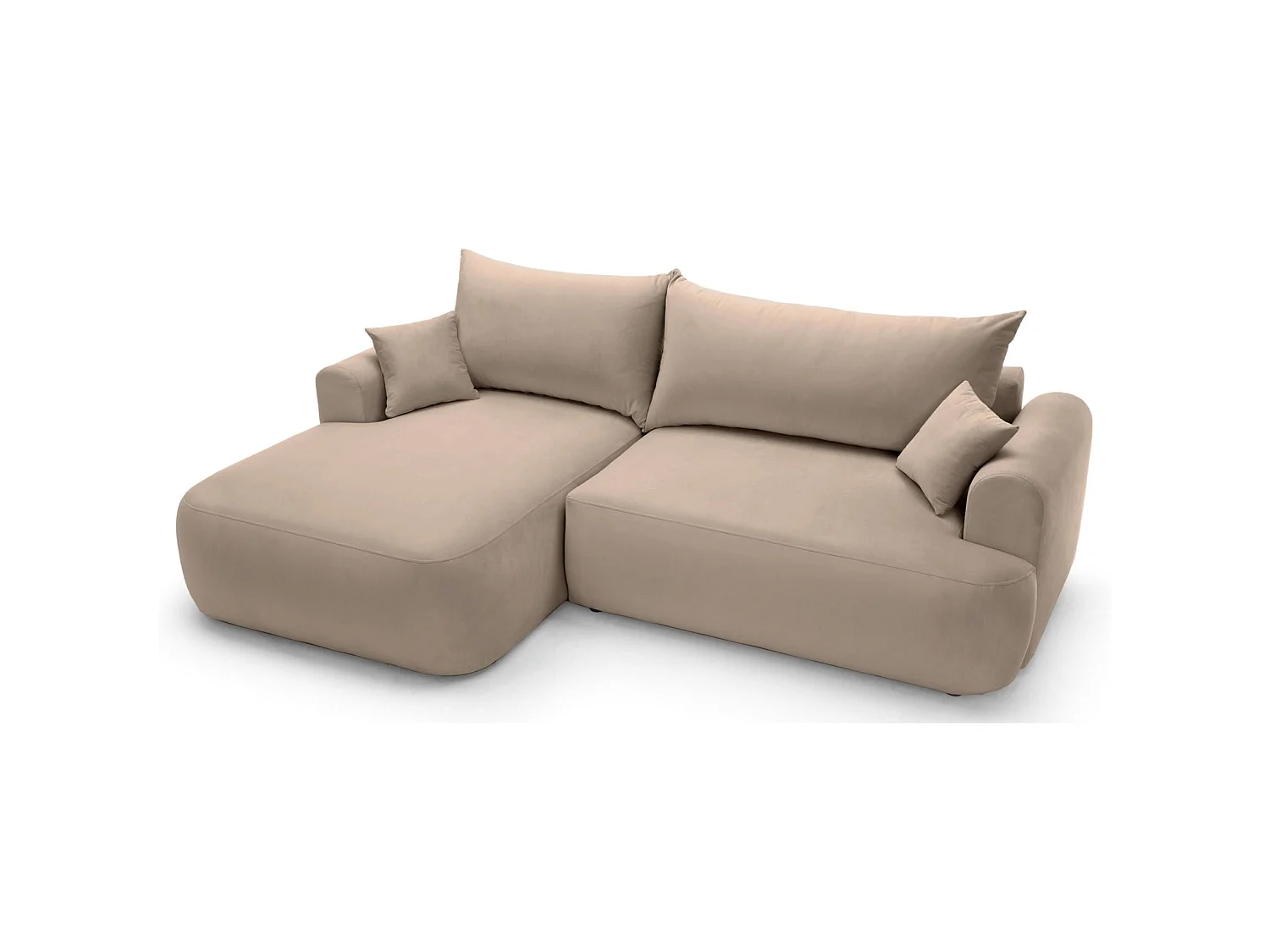 Omkeerbare hoekbank - in beige fluweel - linkerzijde - OVO L