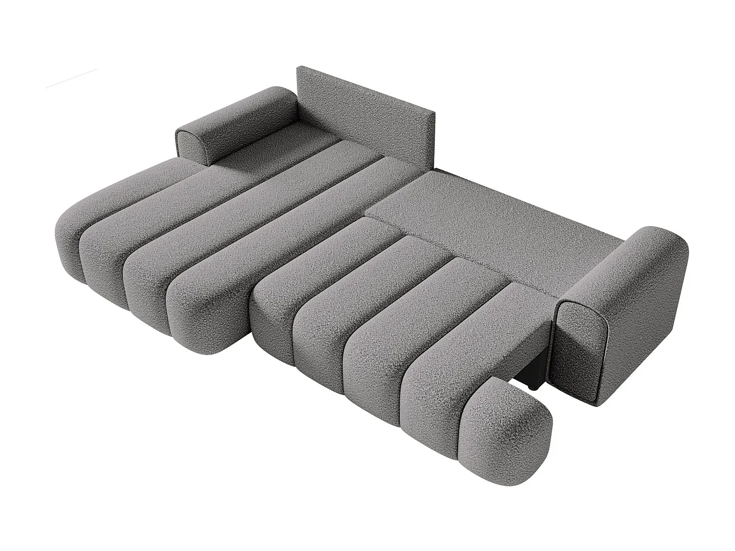 Ecksofa mit Schlaffunktion, Stauraum und Bouclé-Bezug - grau - links - DANDELINO