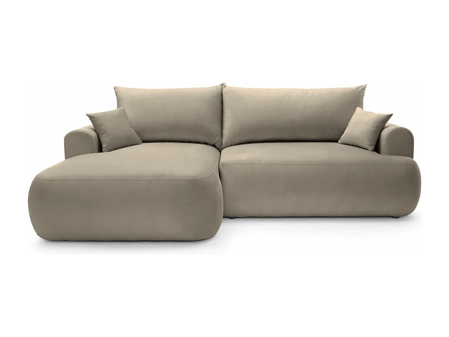 Ecksofa mit Schlaffunktion, Stauraum und Samtbezug - grau-beige - links - OVO