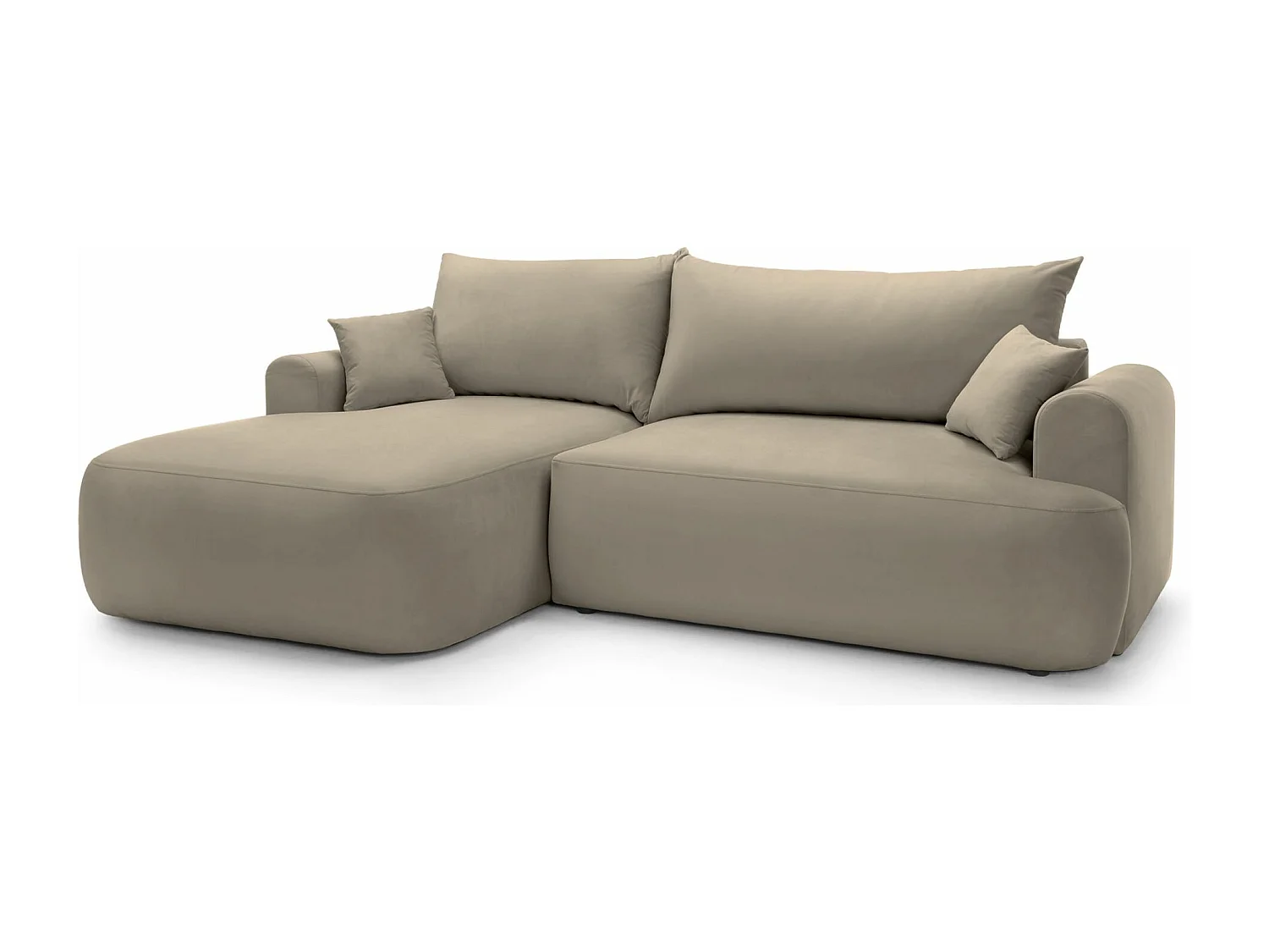 Ecksofa mit Schlaffunktion, Stauraum und Samtbezug - grau-beige - links - OVO