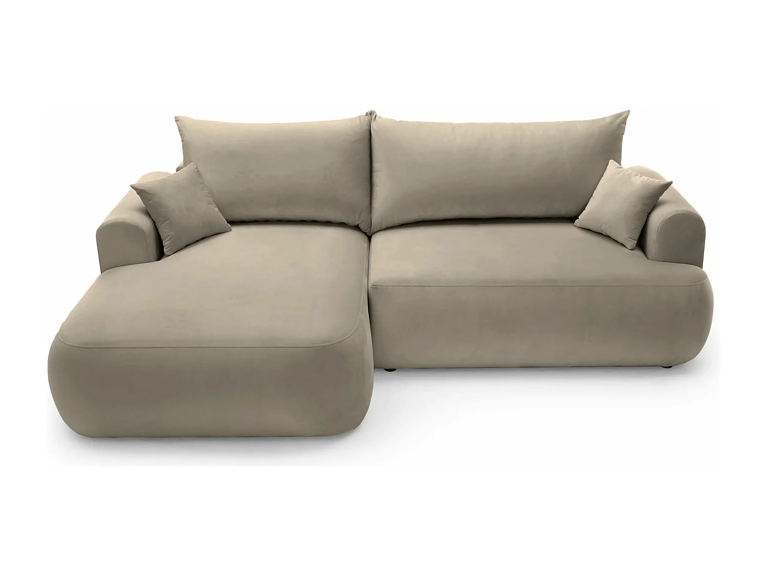 Ecksofa mit Schlaffunktion, Stauraum und Samtbezug - grau-beige - links - OVO