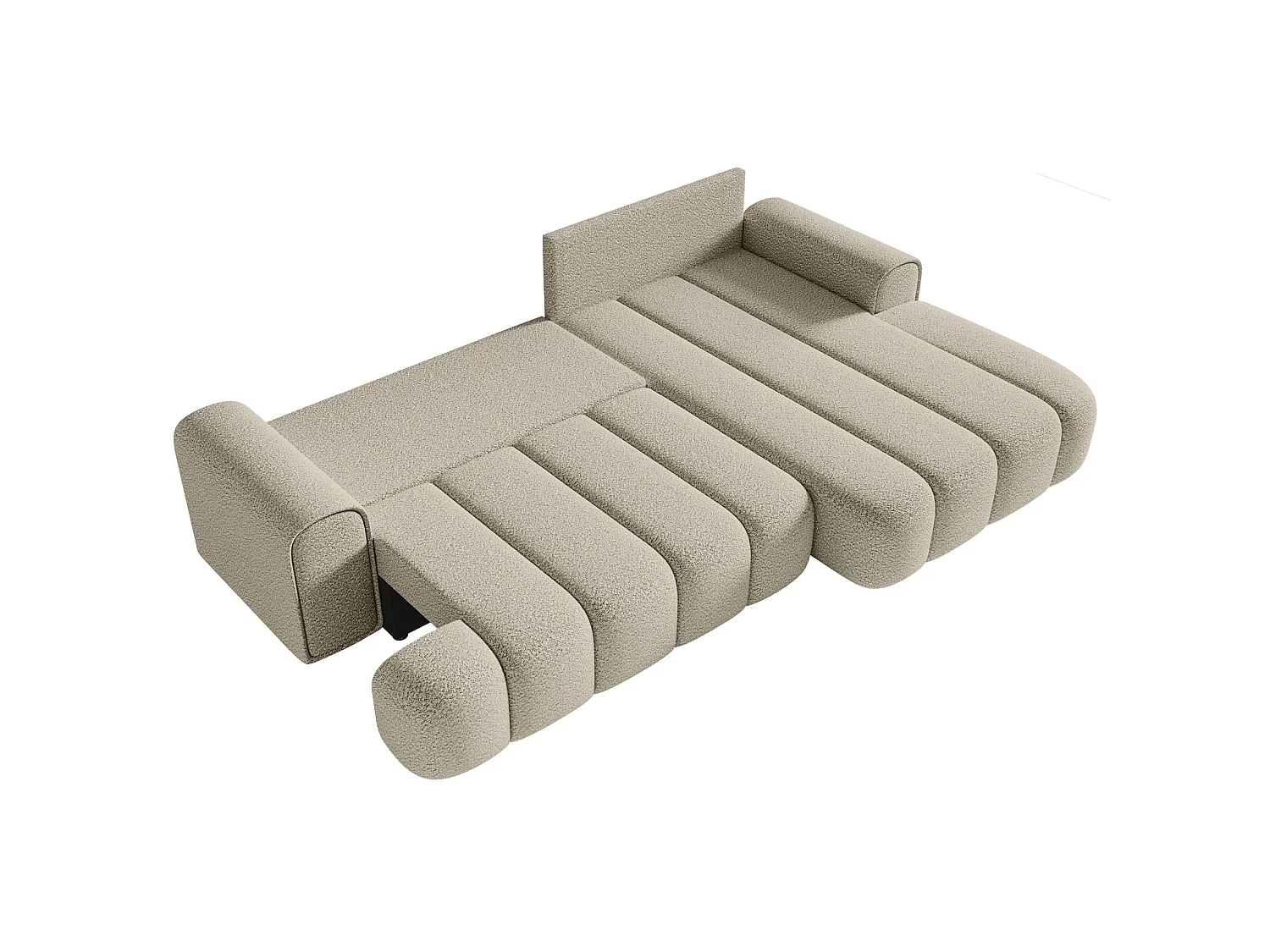 Hoekbank - in lichtbeige bouclé met stoffering - rechterzijde - DANDELINO