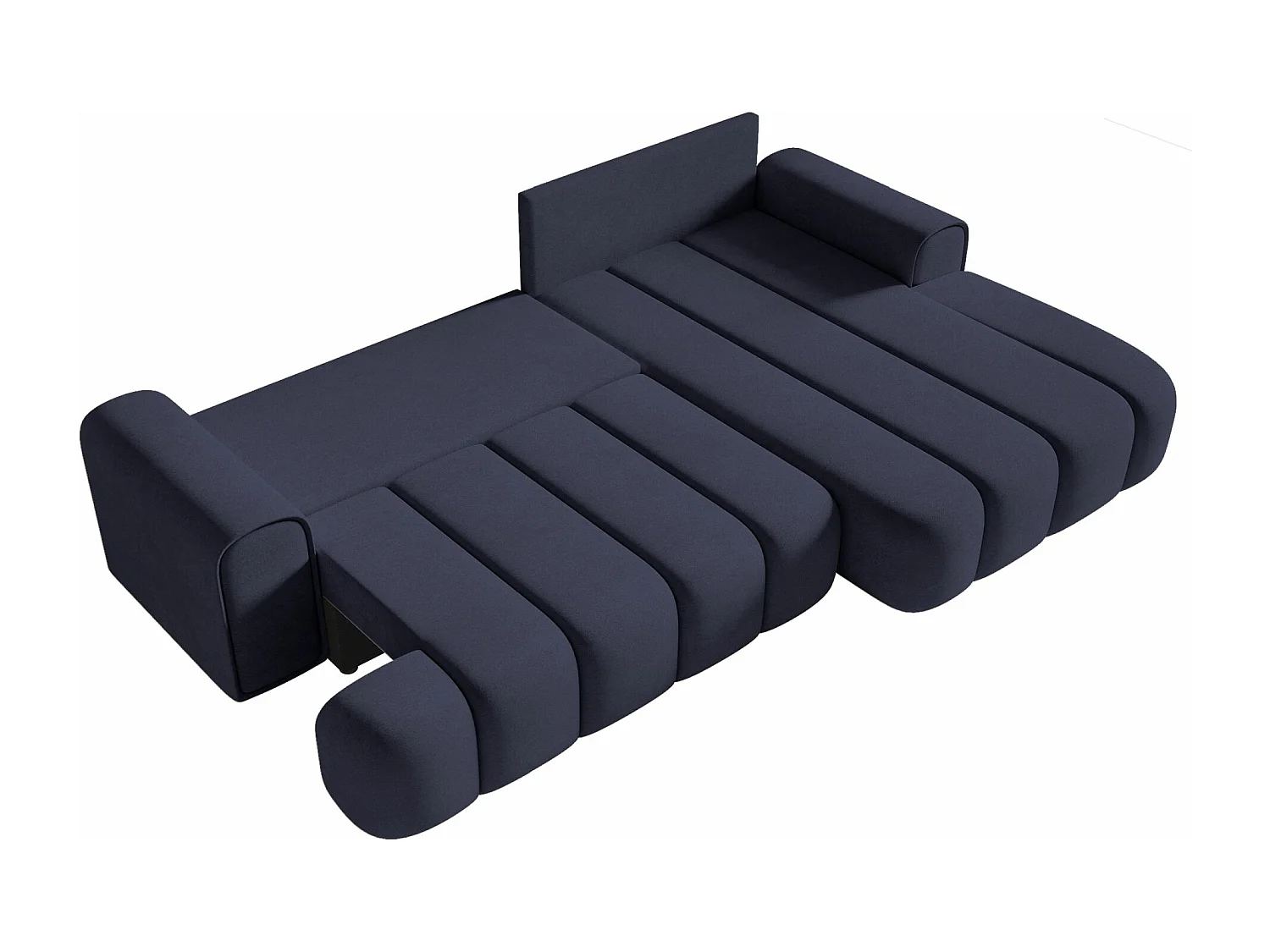 Canapé d'angle convertible - en velours marine avec revêtement - côté droit - DANDELINO