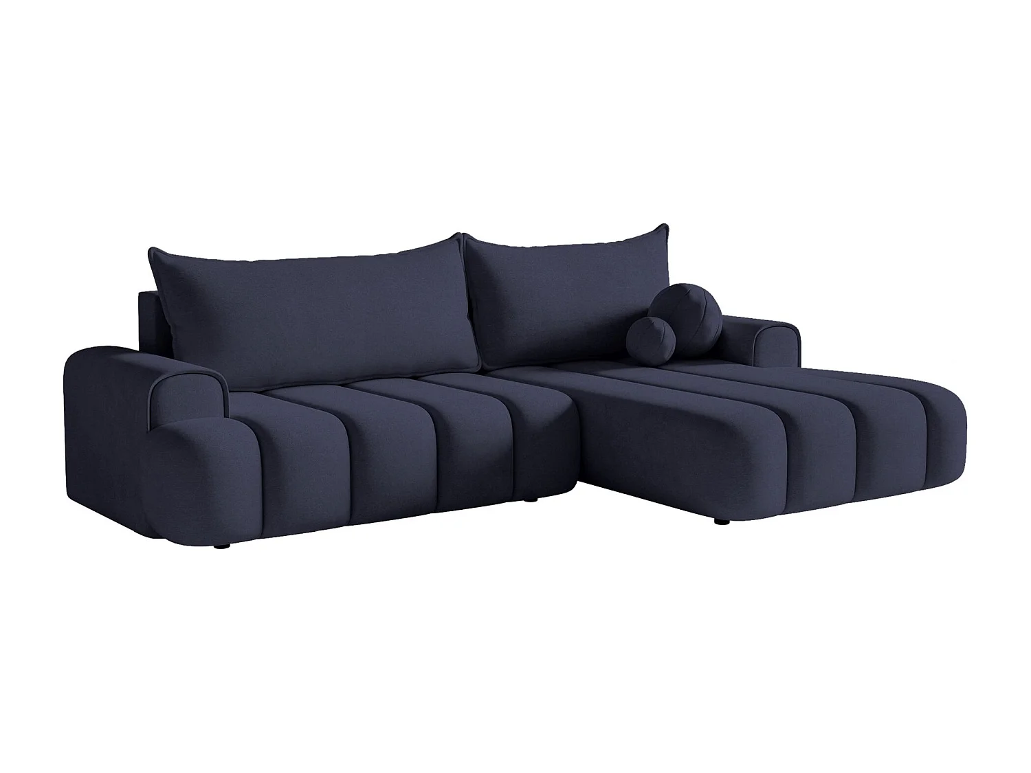 Canapé d'angle convertible - en velours marine avec revêtement - côté droit - DANDELINO