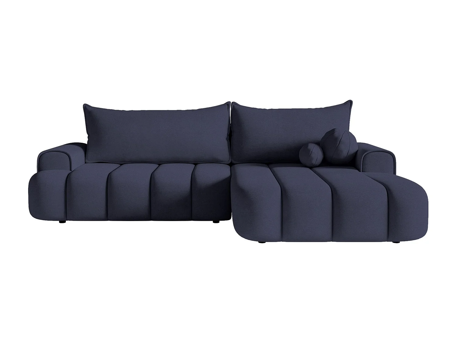 Canapé d'angle convertible - en velours marine avec revêtement - côté droit - DANDELINO