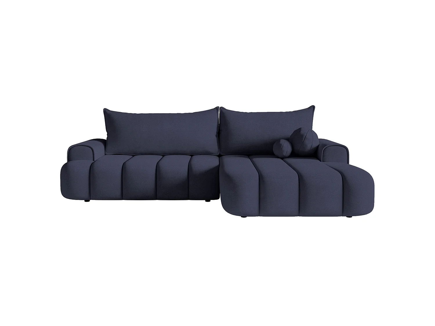 Hoekbank - in marineblauw fluweel met stoffering - rechterkant - DANDELINO