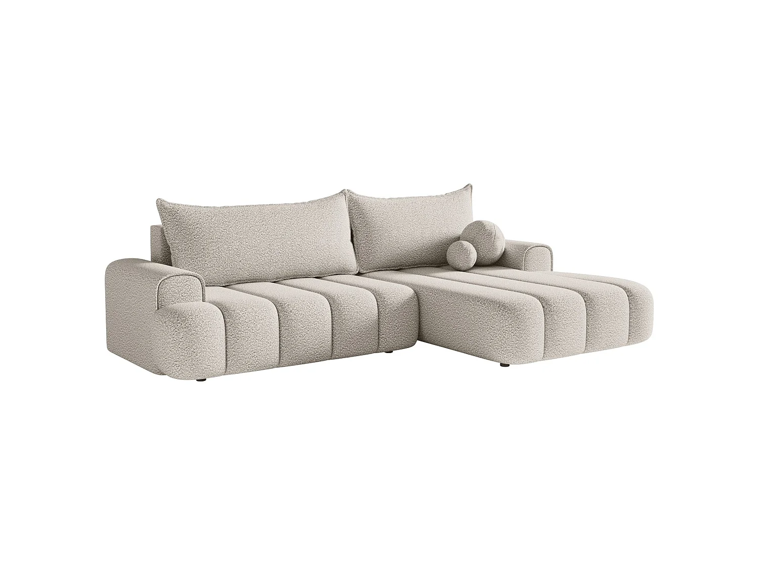 Hoekbankbed - crème bouclé met bekleding - rechterzijde - DANDELINO