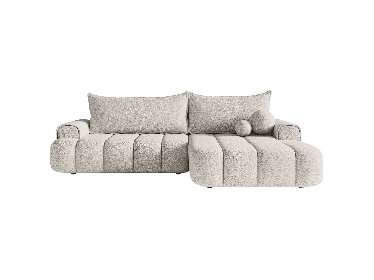 Hoekbankbed - crème bouclé met bekleding - rechterzijde - DANDELINO