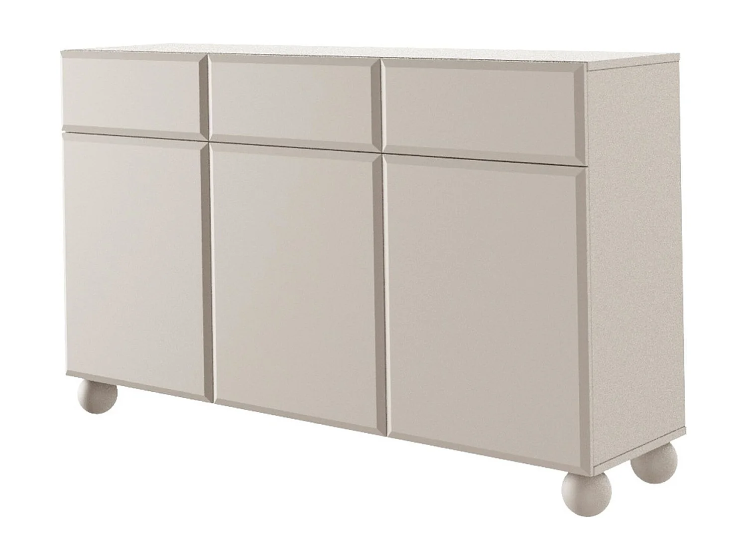 Sideboard 3-türig - auf Kugelfüßen mit drei Schubladen - Beige - 150 cm - CHOCOLATED
