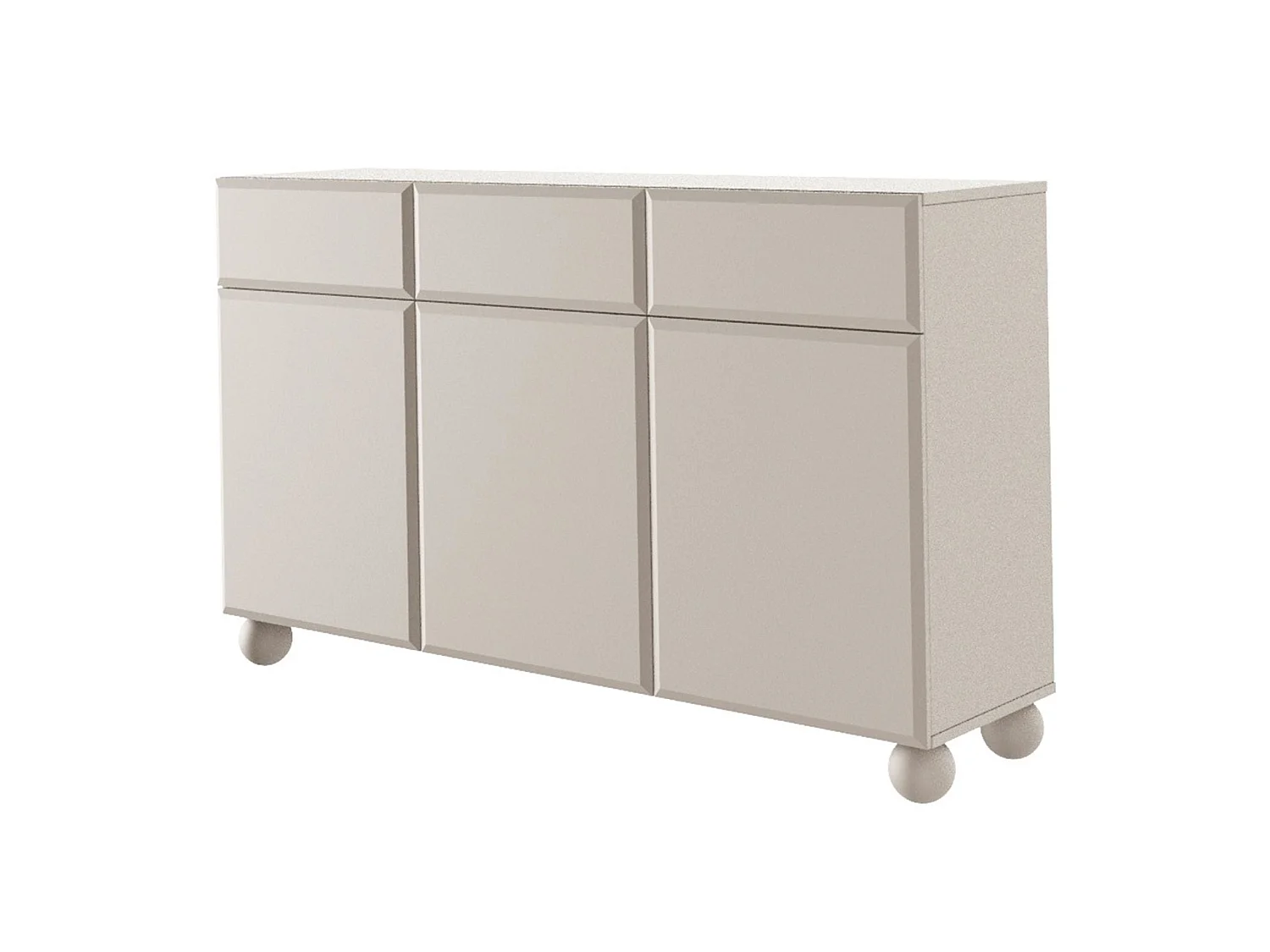 Buffet 3 portes - 150 cm - beige avec trois tiroirs - CHOCOLATED