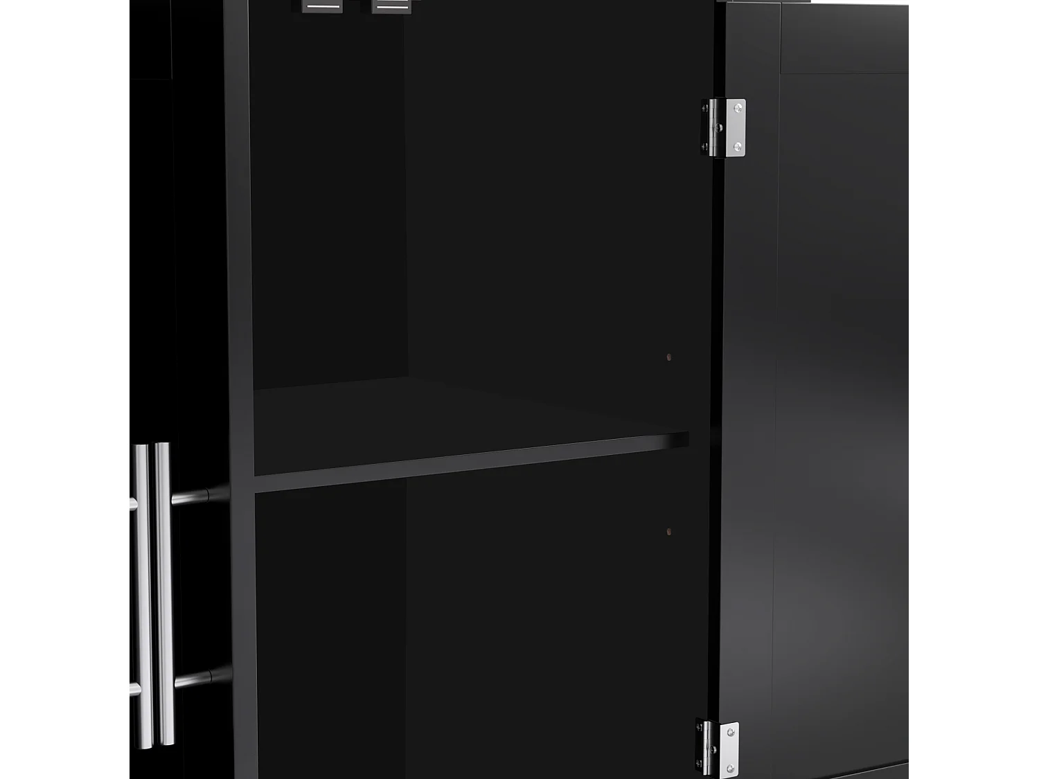 Ilot central de cuisine - 2 tiroirs et 4 compartiments - pieds en roulettes ou en bois - Noir