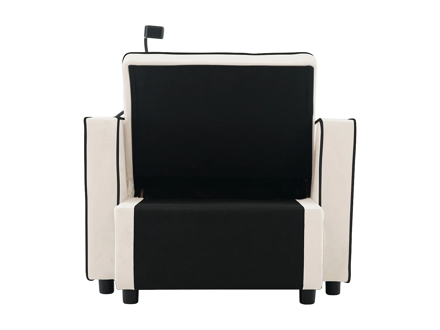 Uittrekbare fluwelen fauteuil - met bekerhouder + gsm-houder - Beige