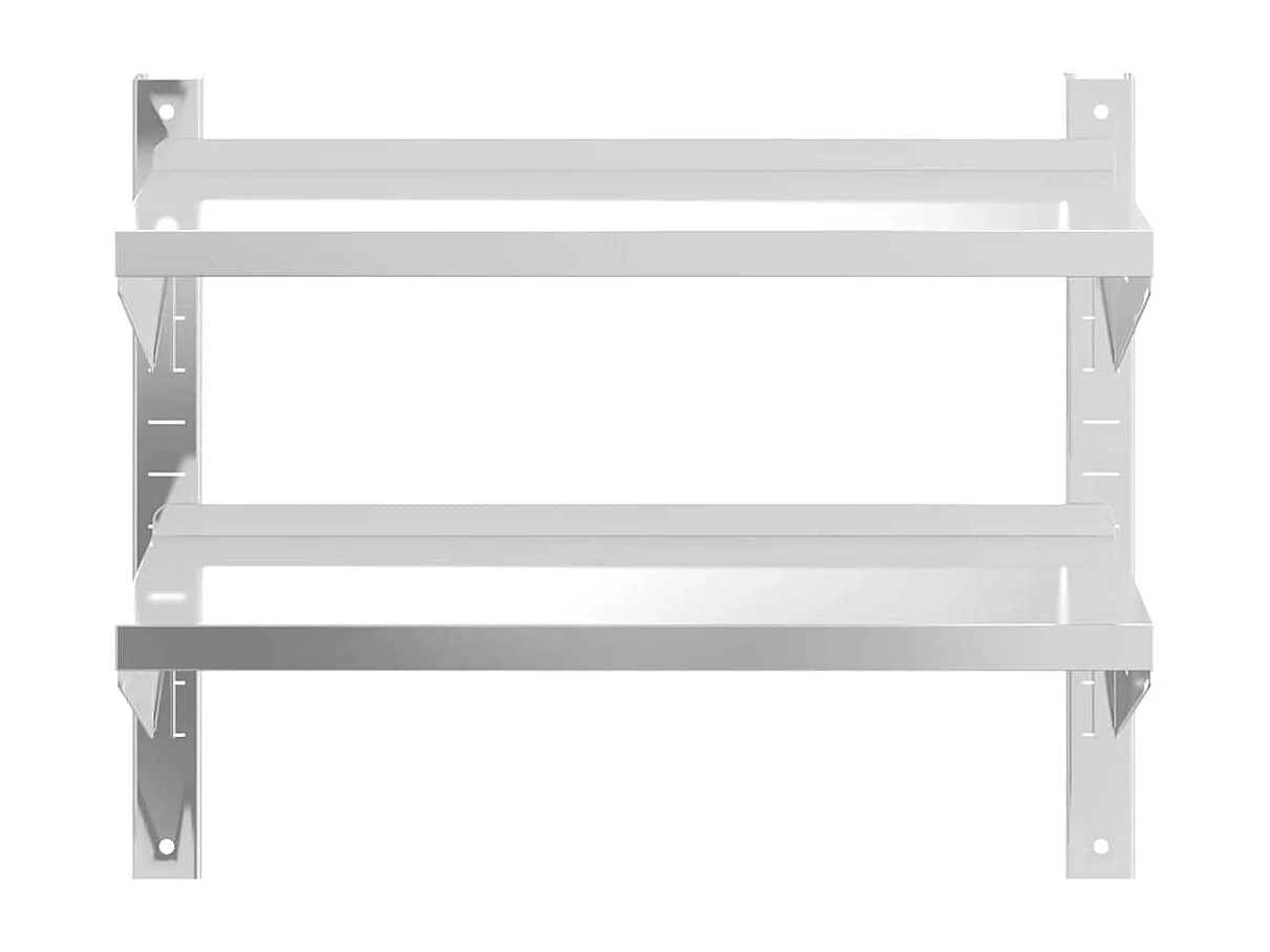 Wandschap 2-laags 75x23,5x60 cm roestvrijstaal zilverkleurig