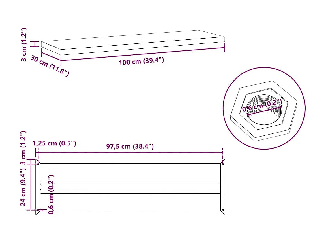Mensole a Muro 2 pz 100x30x3 cm Argento in Acciaio Inossidabile