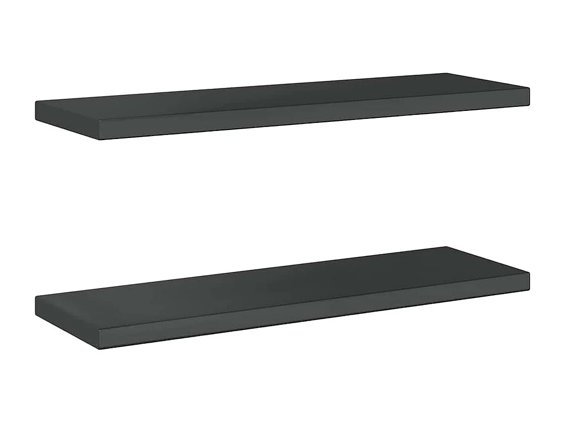 Wandregale 2 Stk. 75x23,5x3 cm Schwarz Edelstahl