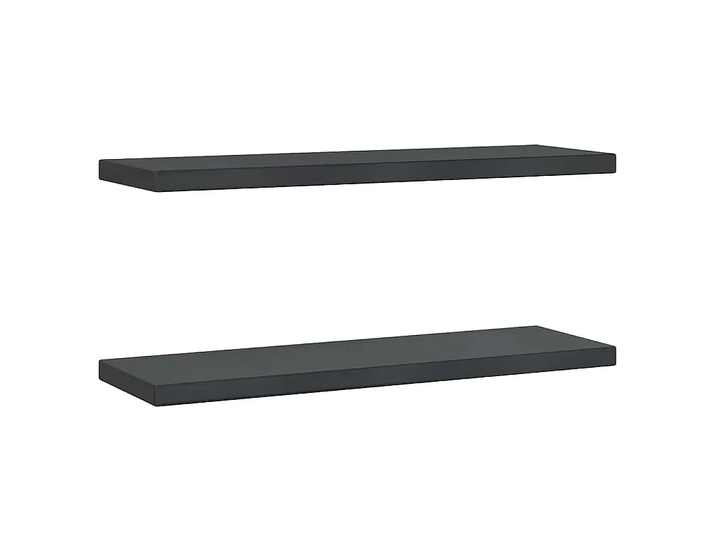 Étagères murales 2 pcs 75x23,5 cm noir acier inoxydable