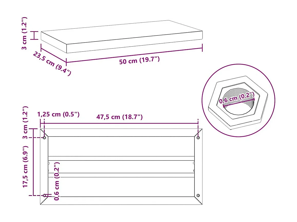 Étagères murales 2 pcs 50x23,5x3 cm argenté acier inoxydable