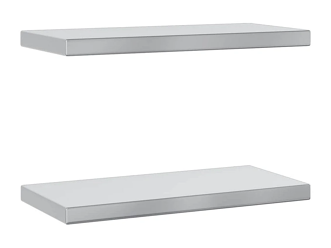 Étagères murales 2 pcs 50x23,5x3 cm argenté acier inoxydable