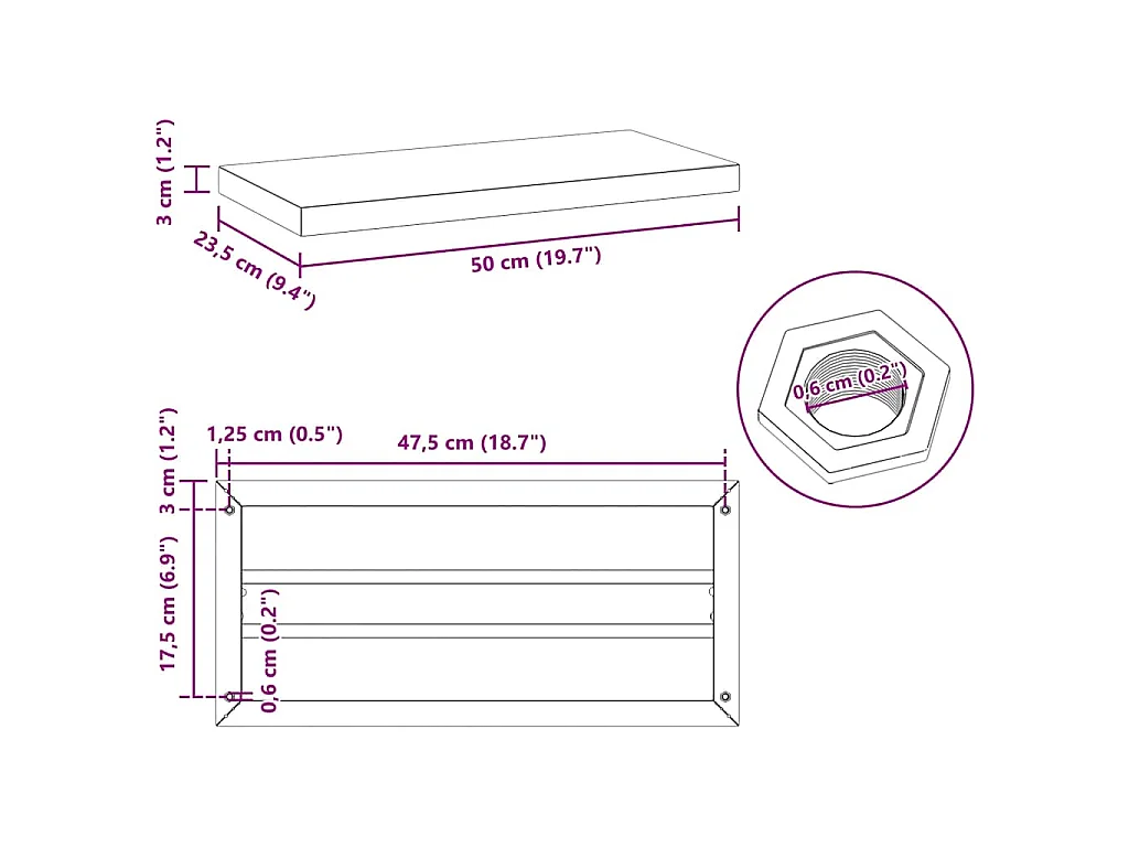 Étagères murales 2 pcs 50x23,5 cm argenté acier inoxydable