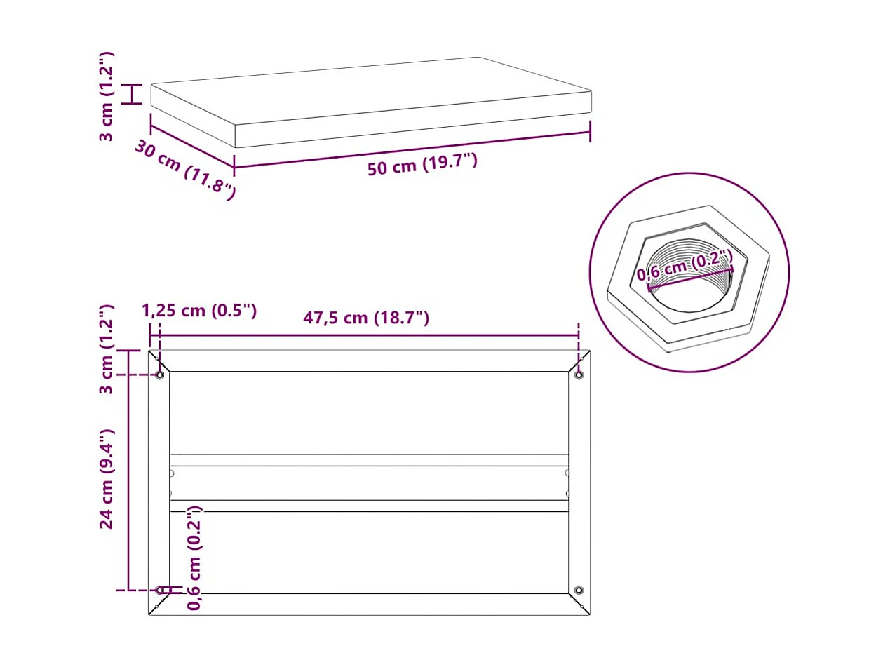 Étagères murales 2 pcs 50x30x3 cm argenté acier inoxydable