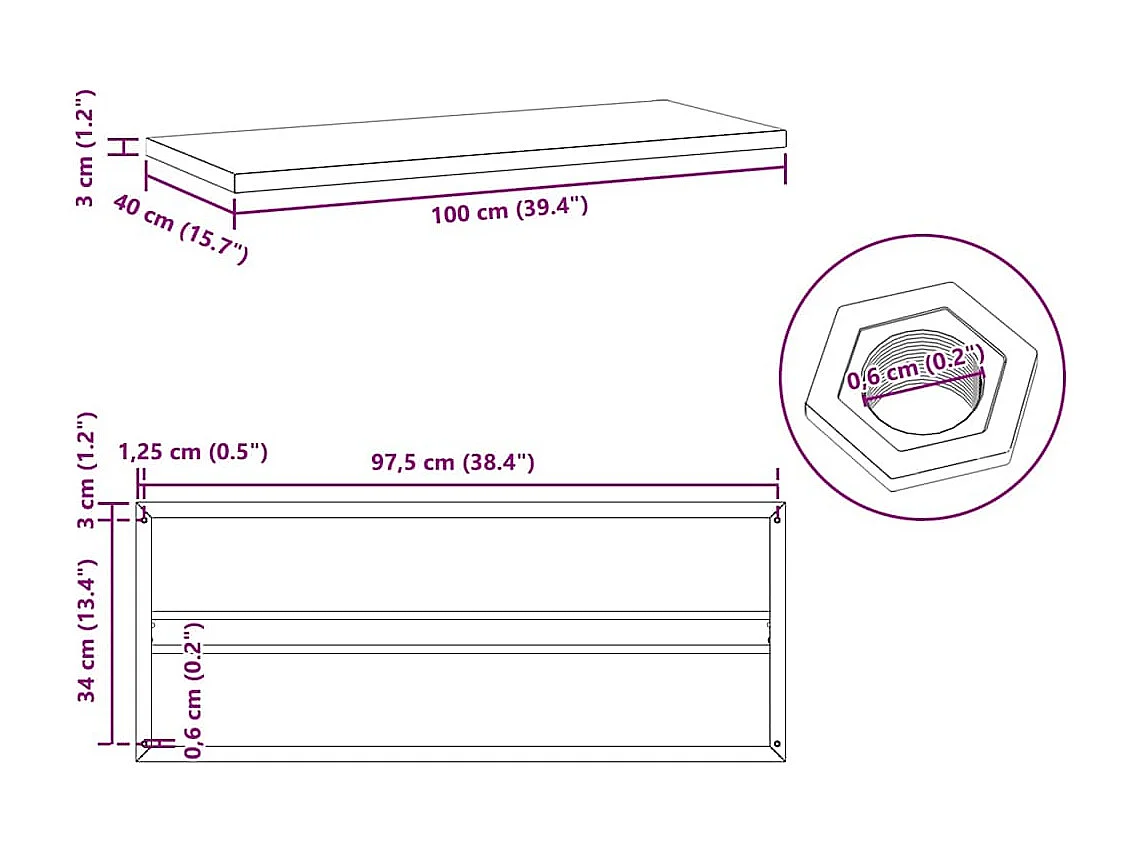 Estantes de pared 2 uds acero inoxidable plateado 100x40x3 cm