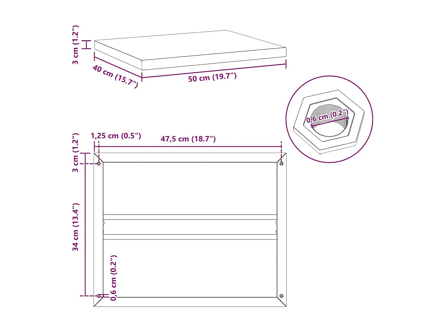 Wandregale 2 Stk. 50x40x3 cm Silbern Edelstahl