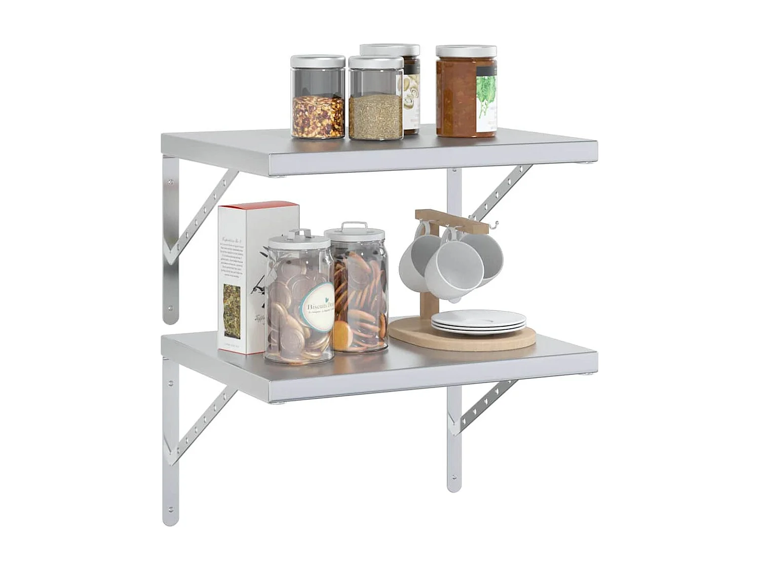 Wandregale 2 Stk. 50x40x3 cm Silbern Edelstahl