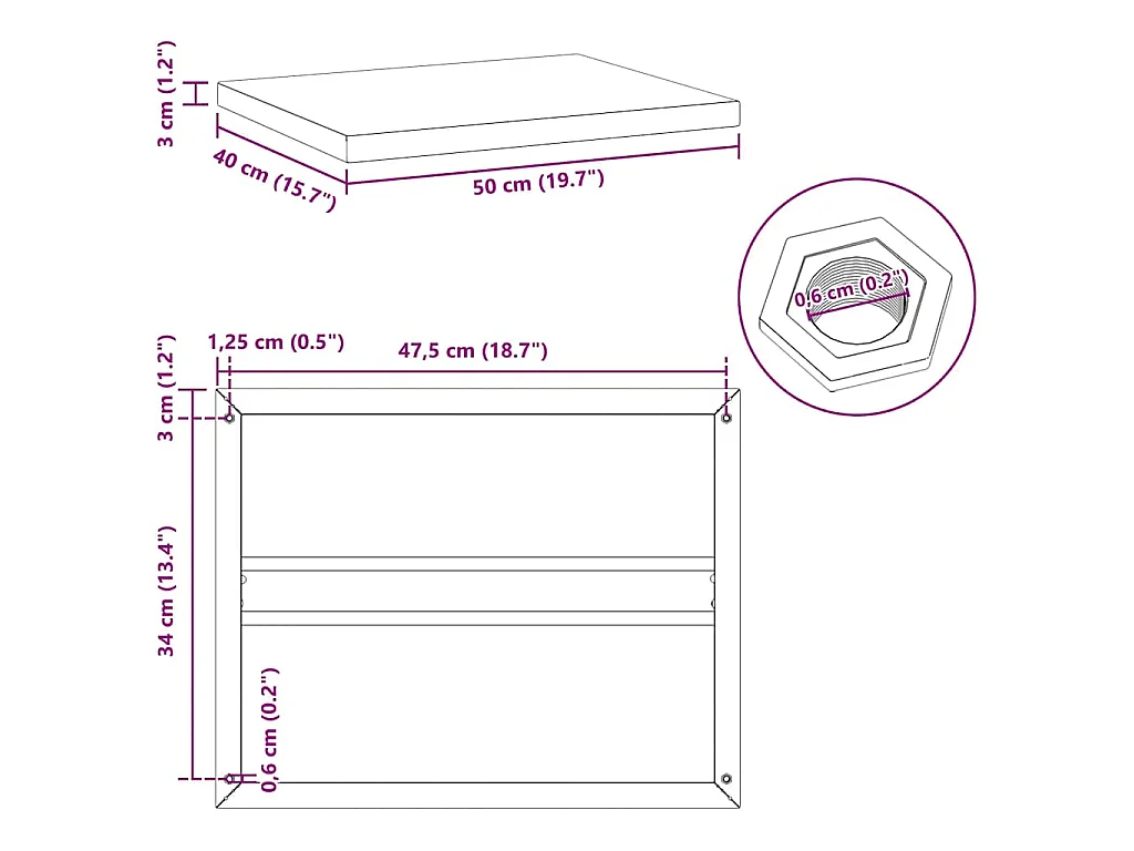 Mensole a Muro 2 pz 50x40 cm Argento in Acciaio Inossidabile
