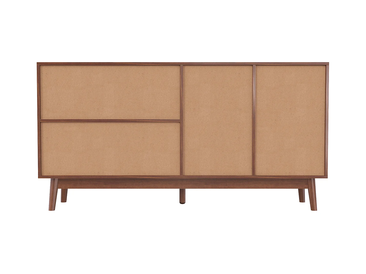 Aparador bajo - 3 puertas de ratán y 2 cajones - Marrón