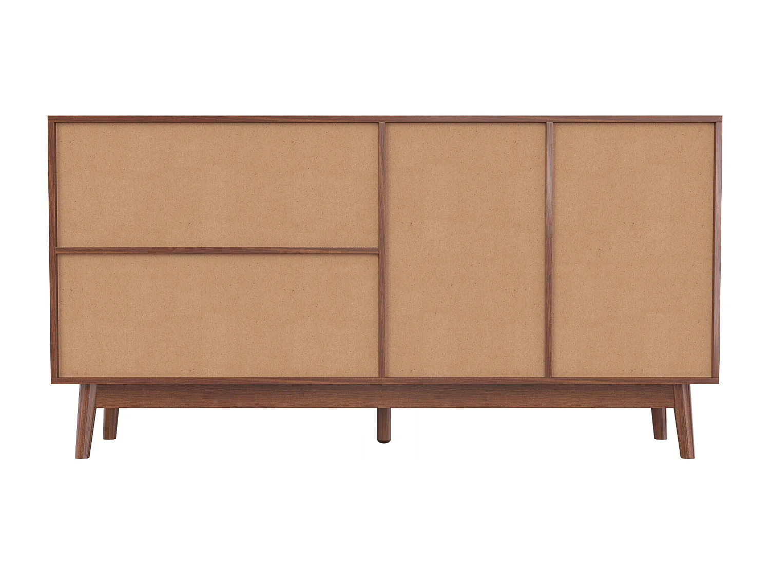 Credenza bassa - 3 ante in rattan e 2 cassetti - Marrone