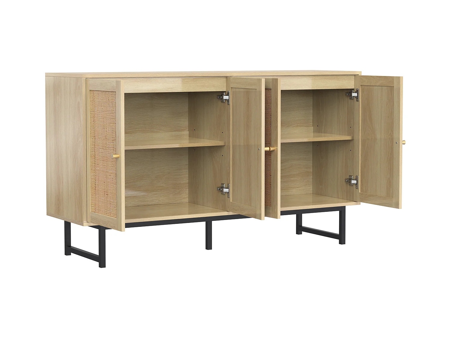 Buffet en rotin - avec 4 portes - Naturel