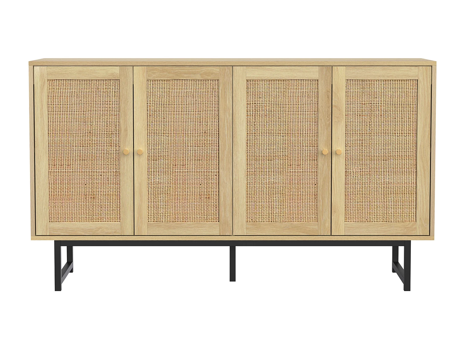 Buffet en rotin - avec 4 portes - Naturel