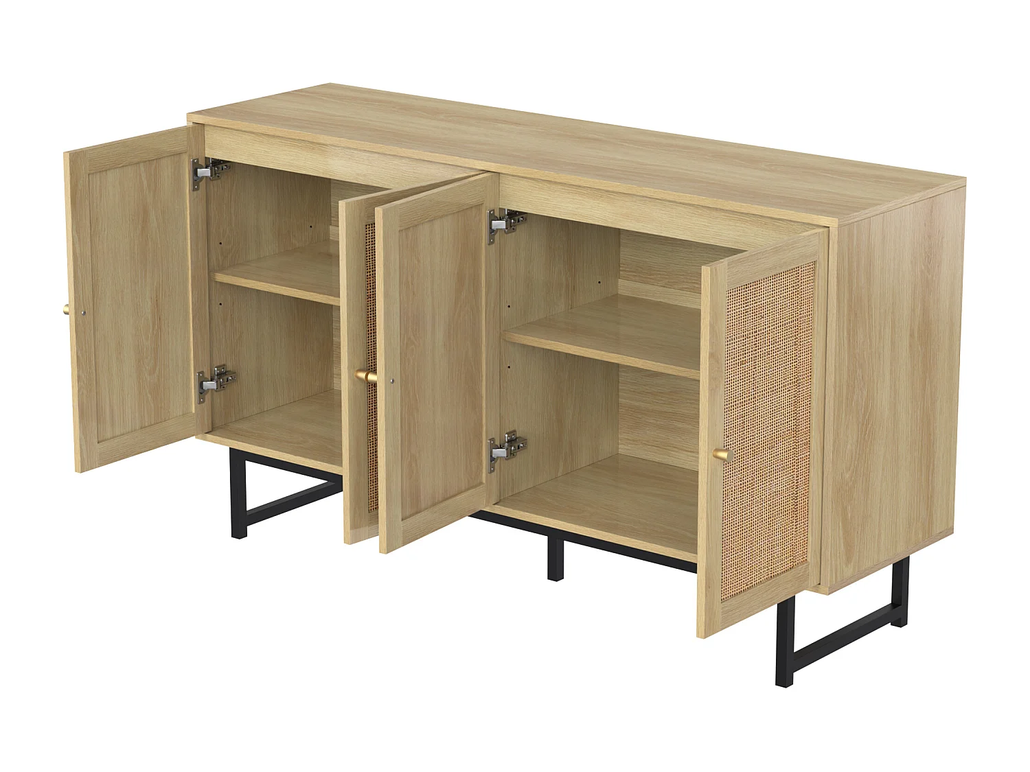 Rattan-Sideboard – mit 4 Türen – Natur