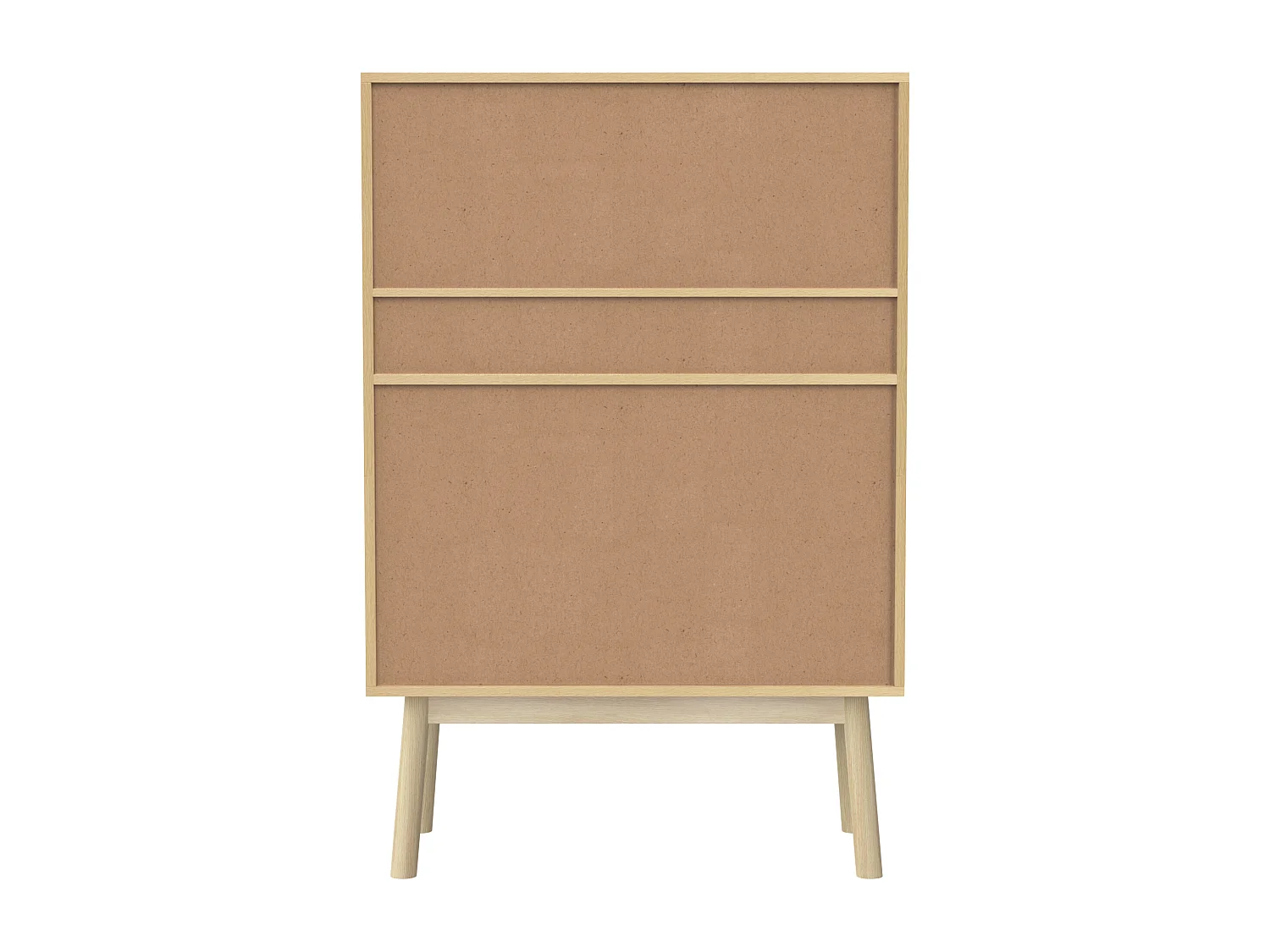 Aparador bajo - 2 cajones + 2 compartimentos abiertos + 2 puertas de ratán - Natural